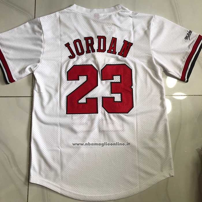 Maglia Manica Corta Chicago Bulls Michael Jordan No Bianco